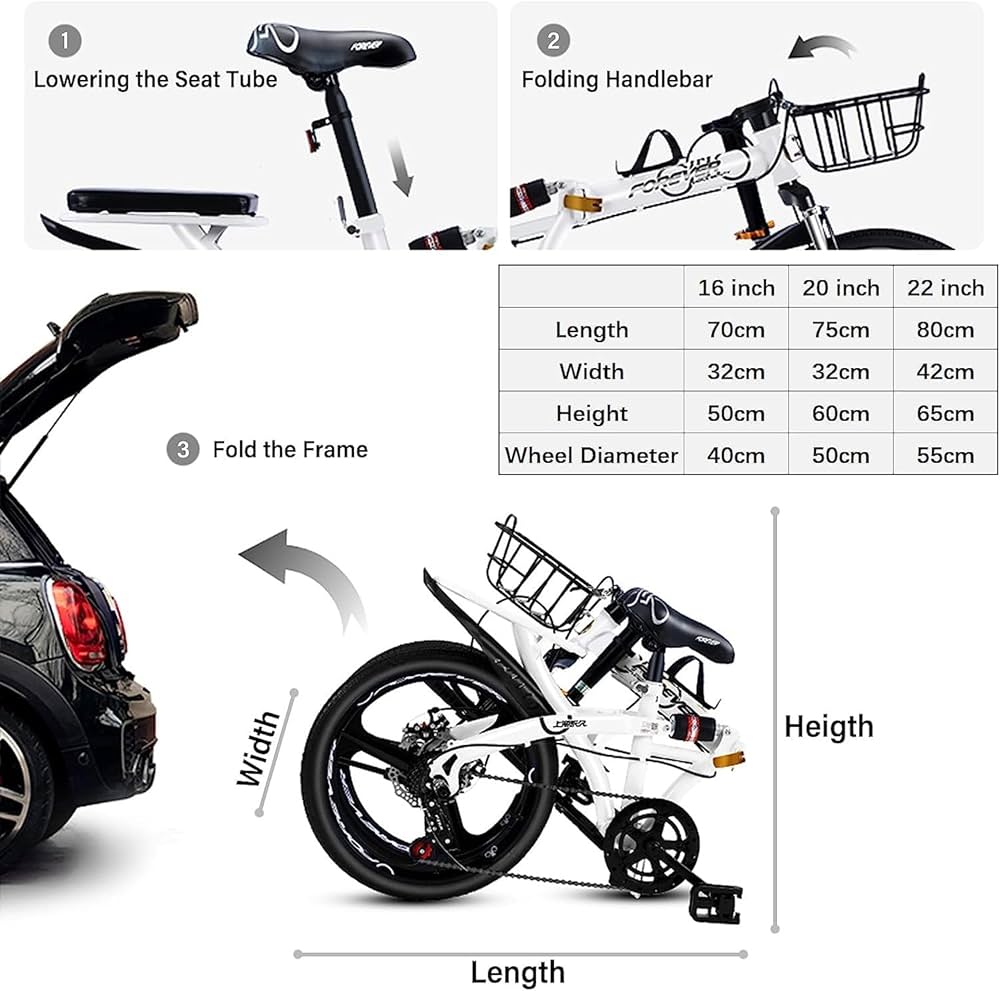 Amazon | 大人用折りたたみ自転車、7段変速付き折りたたみ自転車